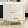 Jenny Nightstand- 2 Drawers- Hairpin Style Legs in Gold- Bar Handles- White