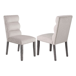 Cary Dining Chair Set of 2- Stone Gray Fabric- Tufted Foam Filled Cushion
