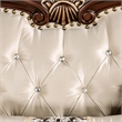Catie Accent Chair- Beige Rolled Arms- Nailhead- Cherry Brown Solid Wood