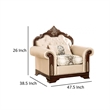 Catie Accent Chair- Beige Rolled Arms- Nailhead- Cherry Brown Solid Wood
