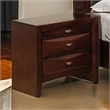 Simo Nightstand- Spacious Top- Nickel- 3 Drawers- Cherry Brown Solid Wood
