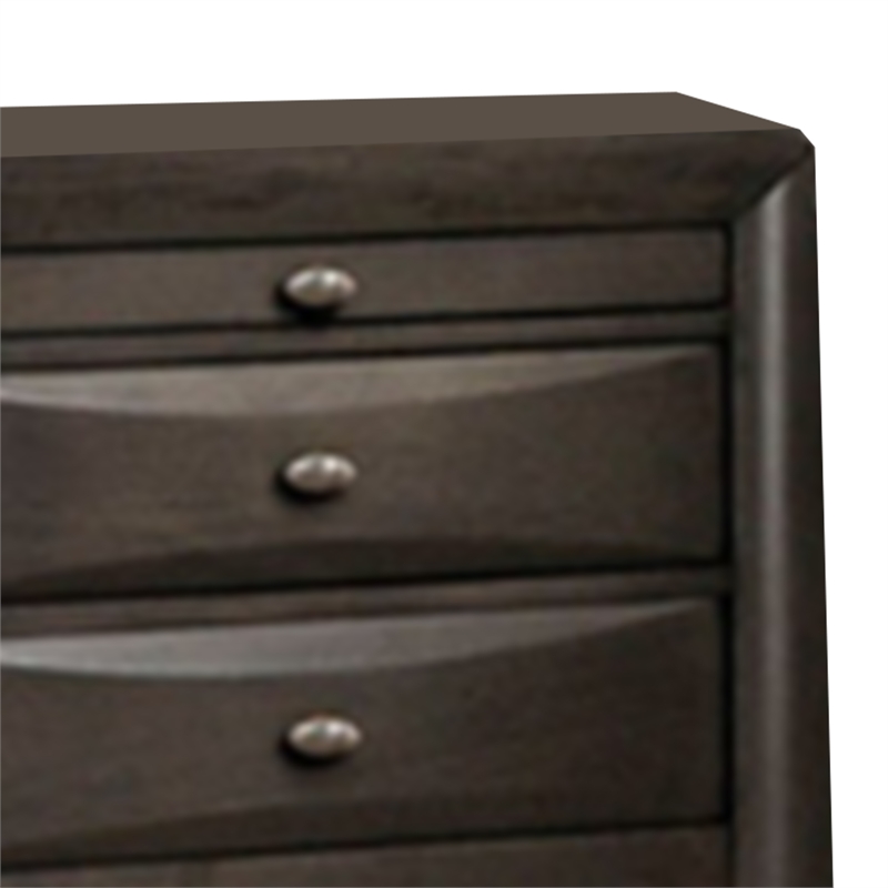 Simo Nightstand- Spacious Top- Metal Knobs- 3 Drawers- Gray Solid Wood