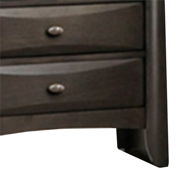 Simo Nightstand- Spacious Top- Metal Knobs- 3 Drawers- Gray Solid Wood