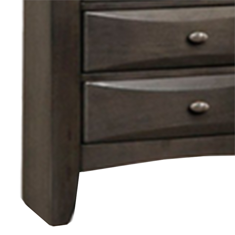 Simo Nightstand- Spacious Top- Metal Knobs- 3 Drawers- Gray Solid Wood