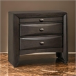 Simo Nightstand- Spacious Top- Metal Knobs- 3 Drawers- Gray Solid Wood