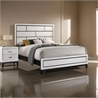 Erica Queen Size Bed- White and Black Wood Finish- Panel Style Headboard