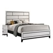Erica Queen Size Bed- White and Black Wood Finish- Panel Style Headboard