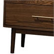 Roma Nightstand- 2 Drawers- Nickel Bar Handles- Walnut Brown Solid Wood