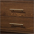 Roma Nightstand- 2 Drawers- Nickel Bar Handles- Walnut Brown Solid Wood
