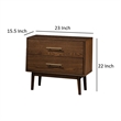Roma Nightstand- 2 Drawers- Nickel Bar Handles- Walnut Brown Solid Wood