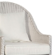 Tomo Outdoor Swivel Chair- Wingback Design- White Fabric- Wicker Rattan