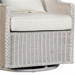 Tomo Outdoor Swivel Chair- Wingback Design- White Fabric- Wicker Rattan