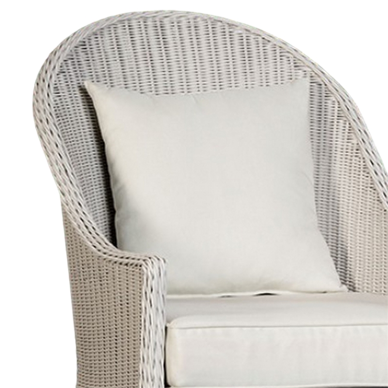 Tomo Outdoor Swivel Chair- Wingback Design- White Fabric- Wicker Rattan