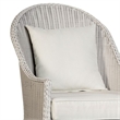 Tomo Outdoor Swivel Chair- Wingback Design- White Fabric- Wicker Rattan