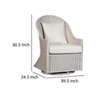 Tomo Outdoor Swivel Chair- Wingback Design- White Fabric- Wicker Rattan
