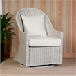 Tomo Outdoor Swivel Chair- Wingback Design- White Fabric- Wicker Rattan