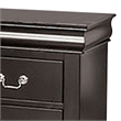 Ryla Nightstand- 2 Drawers- Black Solid Wood- Nickel Metal Drop Handles