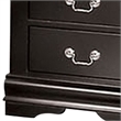 Ryla Nightstand- 2 Drawers- Black Solid Wood- Nickel Metal Drop Handles