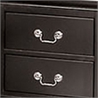 Ryla Nightstand- 2 Drawers- Black Solid Wood- Nickel Metal Drop Handles
