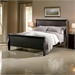 Ryla Twin Size Bed- Classic Sleigh Panel Headboard- Black Solid Wood