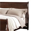 Ryla Queen Size Bed- Sleigh Panel Headboard- Dark Cherry Brown Solid Wood
