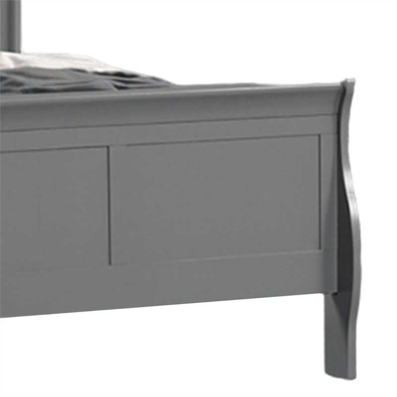 Ryla Full Size Bed- Sleigh Panel Headboard- Classic Light Gray Solid Wood