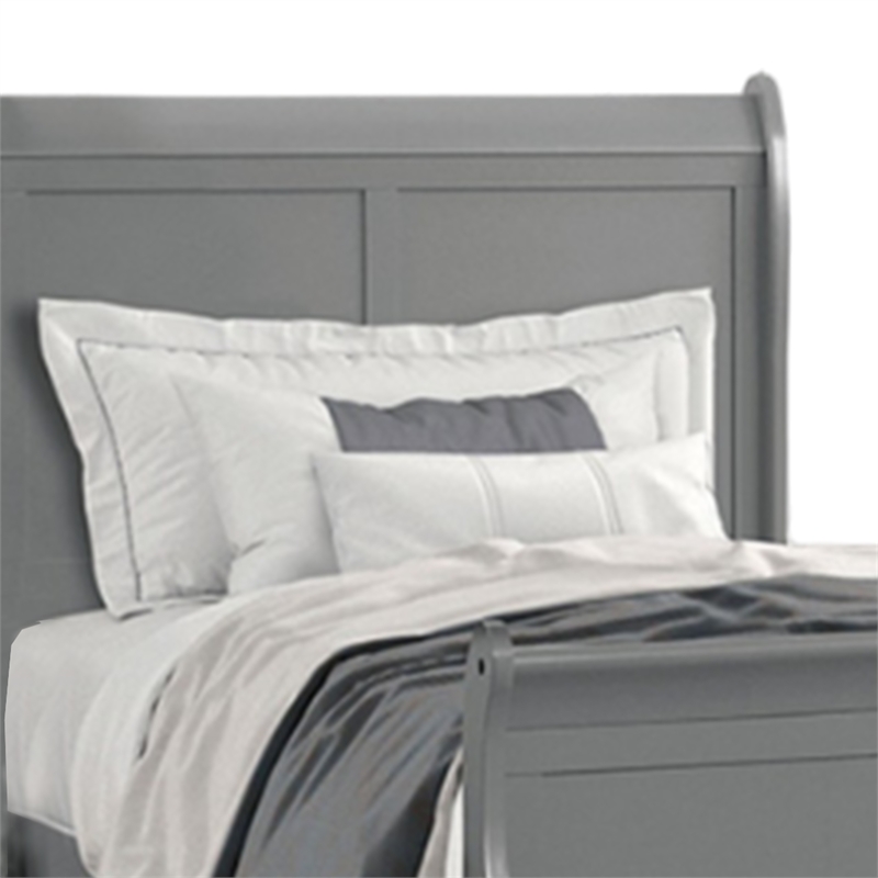 Ryla Full Size Bed- Sleigh Panel Headboard- Classic Light Gray Solid Wood