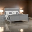 Ryla Twin Size Bed- Sleigh Panel Headboard- Classic Light Gray Solid Wood
