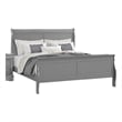 Ryla Twin Size Bed- Sleigh Panel Headboard- Classic Light Gray Solid Wood