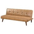 Sena Futon Convertible Sofa Bed Sleeper Couch- Light Brown Faux Leather