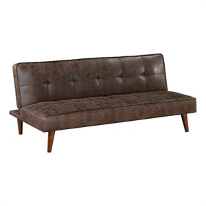 Sena Futon Convertible Sofa Bed Sleeper Couch- Dark Brown Faux Leather