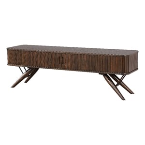 Simi TV Media Entertainment Console- Rectangular 71 Inch- Walnut Brown Wood