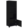 Janice Media Tower Bookcase- 3 Shelves- 1 Storage Cabinet-  Black Finish