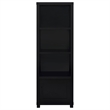 Janice Media Tower Bookcase- 3 Shelves- 1 Storage Cabinet-  Black Finish