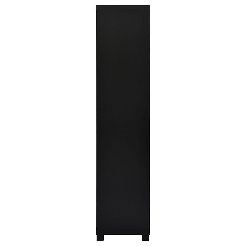 Janice Media Tower Bookcase- 3 Shelves- 1 Storage Cabinet-  Black Finish