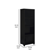 Janice Media Tower Bookcase- 3 Shelves- 1 Storage Cabinet-  Black Finish