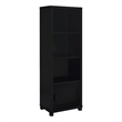 Janice Media Tower Bookcase- 3 Shelves- 1 Storage Cabinet-  Black Finish