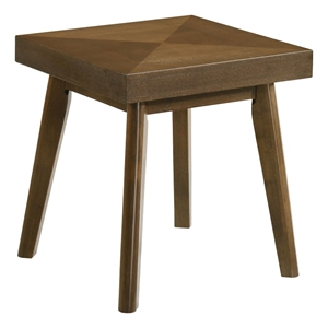 Layla End Table- 22 Inch Square Top- Diamond Parquet- Walnut Brown Wood