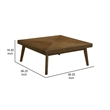 Layla Coffee Table- 39 Inch Square Top- Diamond Parquet- Walnut Brown Wood