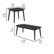 Carey 3pc Living Room Set- 1 Coffee Table- 2 End Tables- Black Hardwood