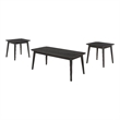 Carey 3pc Living Room Set- 1 Coffee Table- 2 End Tables- Black Hardwood