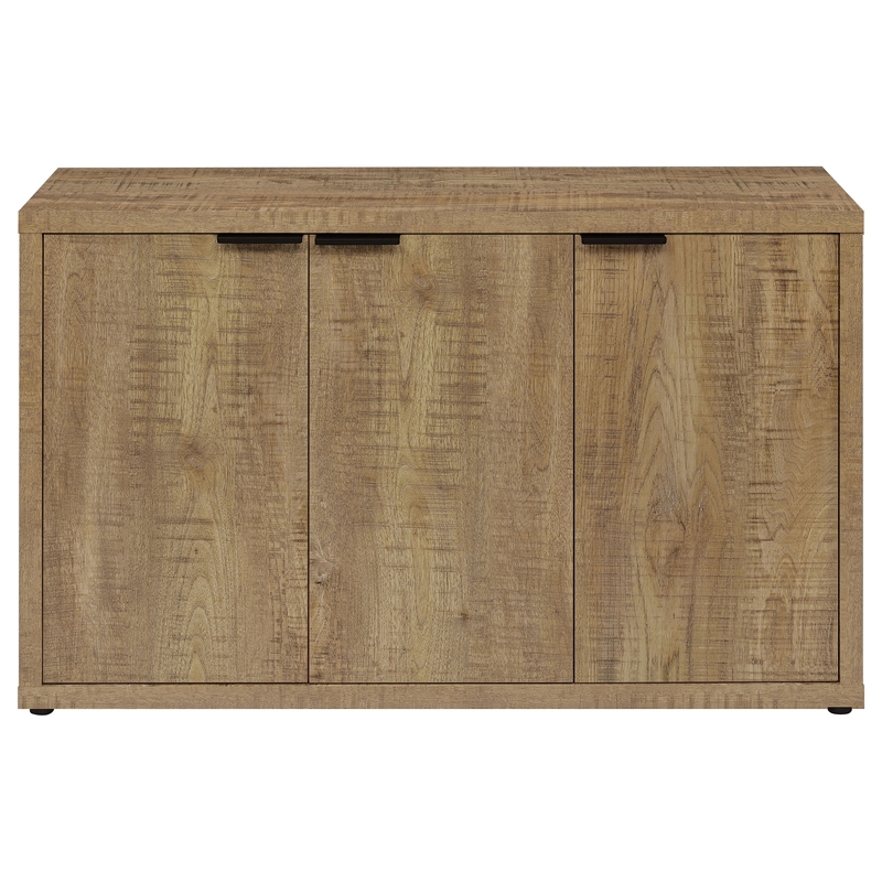 Azia Accent Cabinet- 47 Inch with 3 Doors- Shelves- Mango Brown Wood
