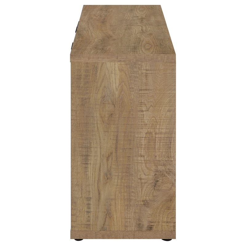 Azia Accent Cabinet- 47 Inch with 3 Doors- Shelves- Mango Brown Wood