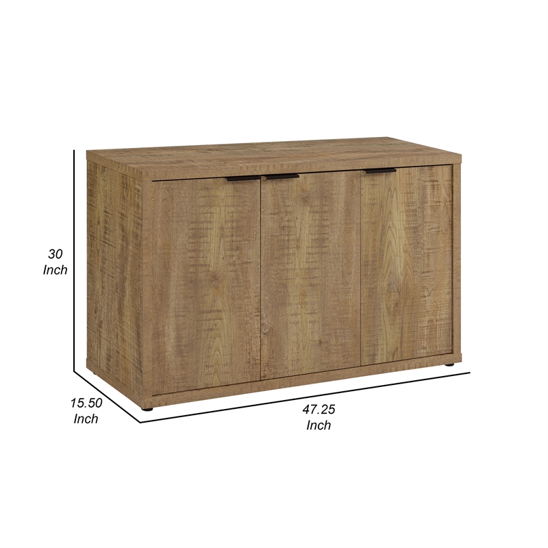Azia Accent Cabinet- 47 Inch with 3 Doors- Shelves- Mango Brown Wood