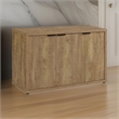 Azia Accent Cabinet- 47 Inch with 3 Doors- Shelves- Mango Brown Wood