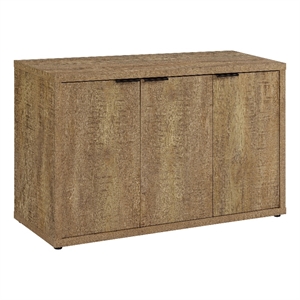 Azia Accent Cabinet- 47 Inch with 3 Doors- Shelves- Mango Brown Wood