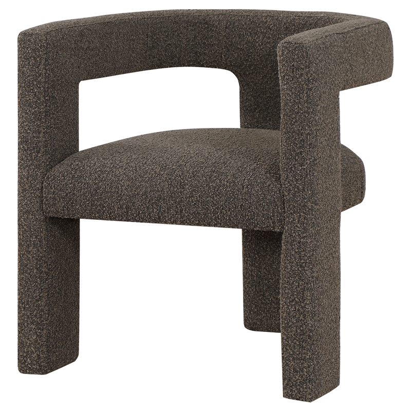 Hellen Accent Side Chair- Fully Upholstered Chocolate Brown Boucle Fabric