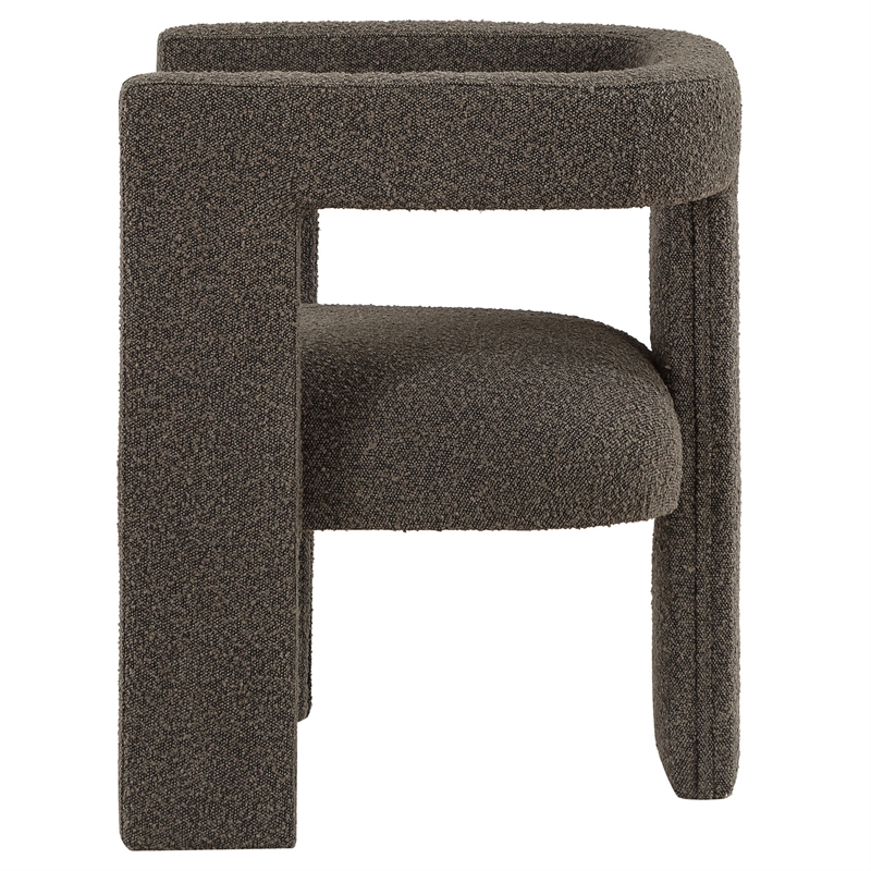 Hellen Accent Side Chair- Fully Upholstered Chocolate Brown Boucle Fabric