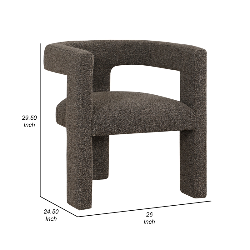Hellen Accent Side Chair- Fully Upholstered Chocolate Brown Boucle Fabric