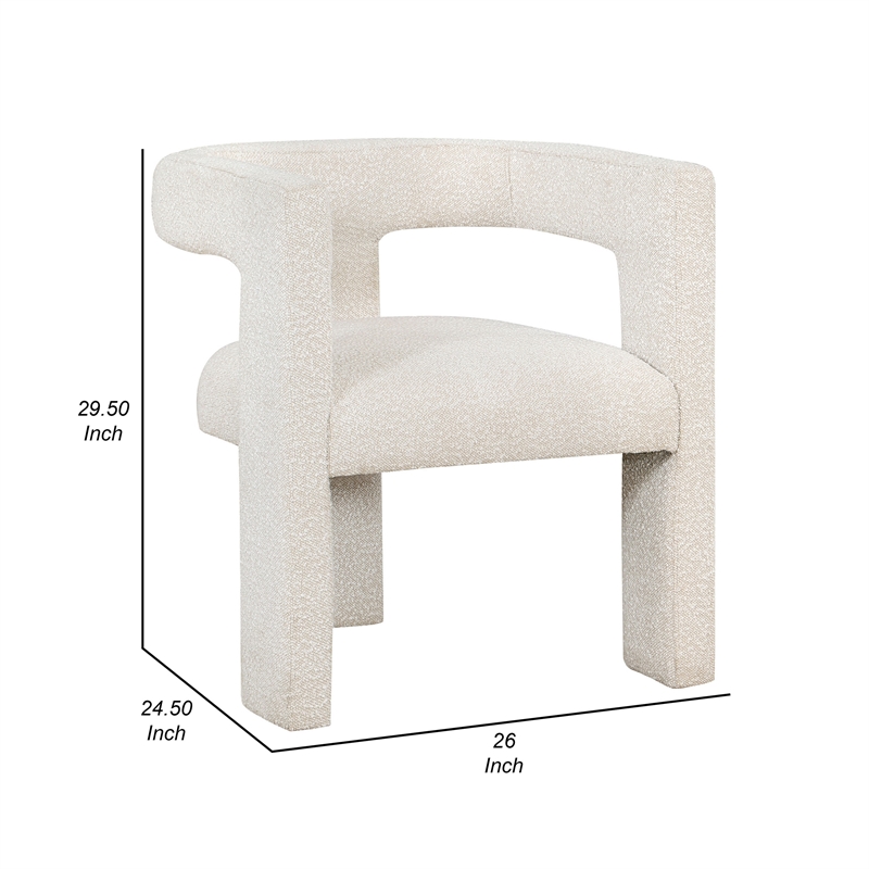 Hellen Accent Side Chair- Fully Upholstered in Soft White Boucle Fabric